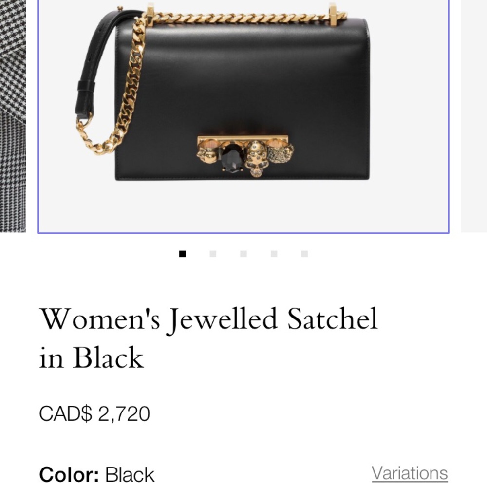 ❌SOLD!!!❌ Authentic Alexander McQueen black and gold jewelled satchel medium bag - Picture 8 of 8